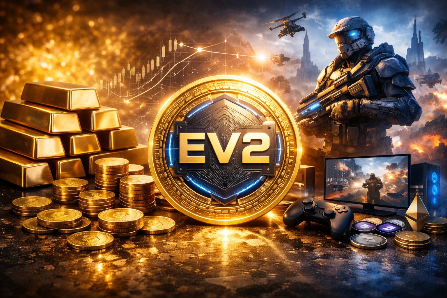 Bitcoin price prediction: bitcoin trails gold rally as ev2 gaming presale gains visibility