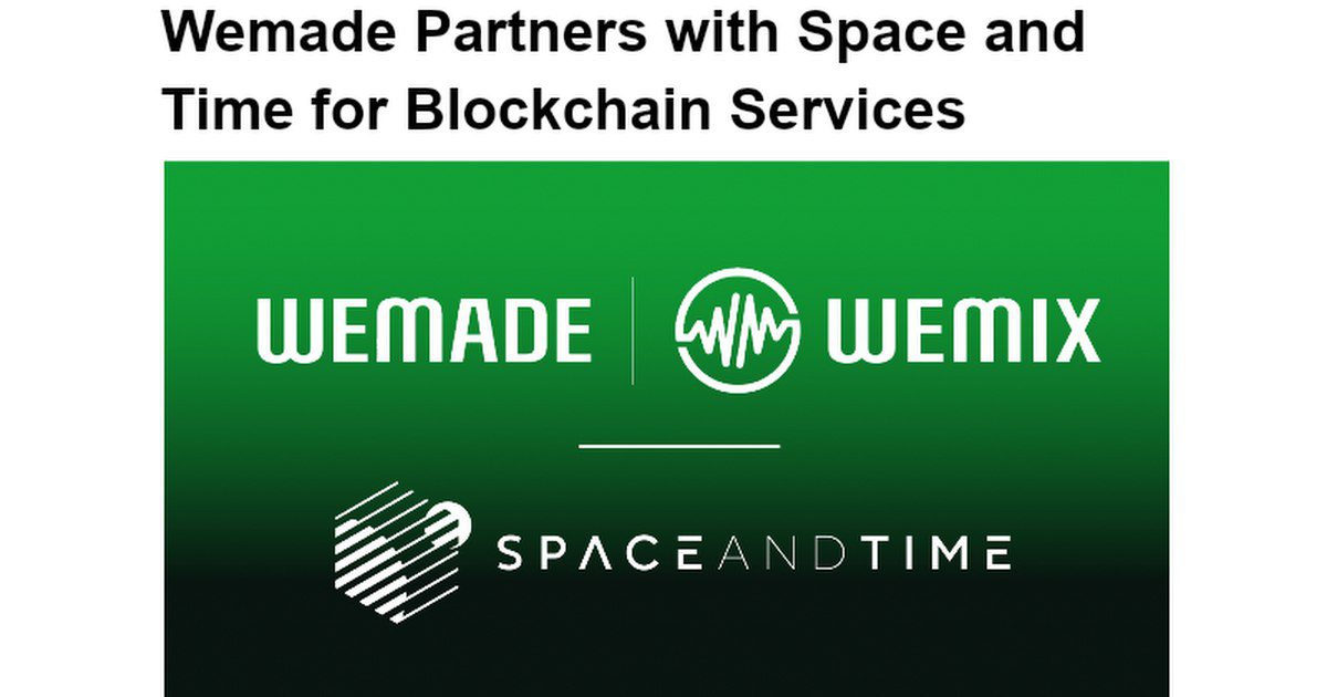 Wemade partners with space and time for blockchain services