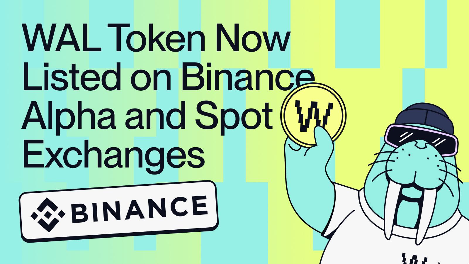 Wal token now listed on binance alpha and spot exchanges