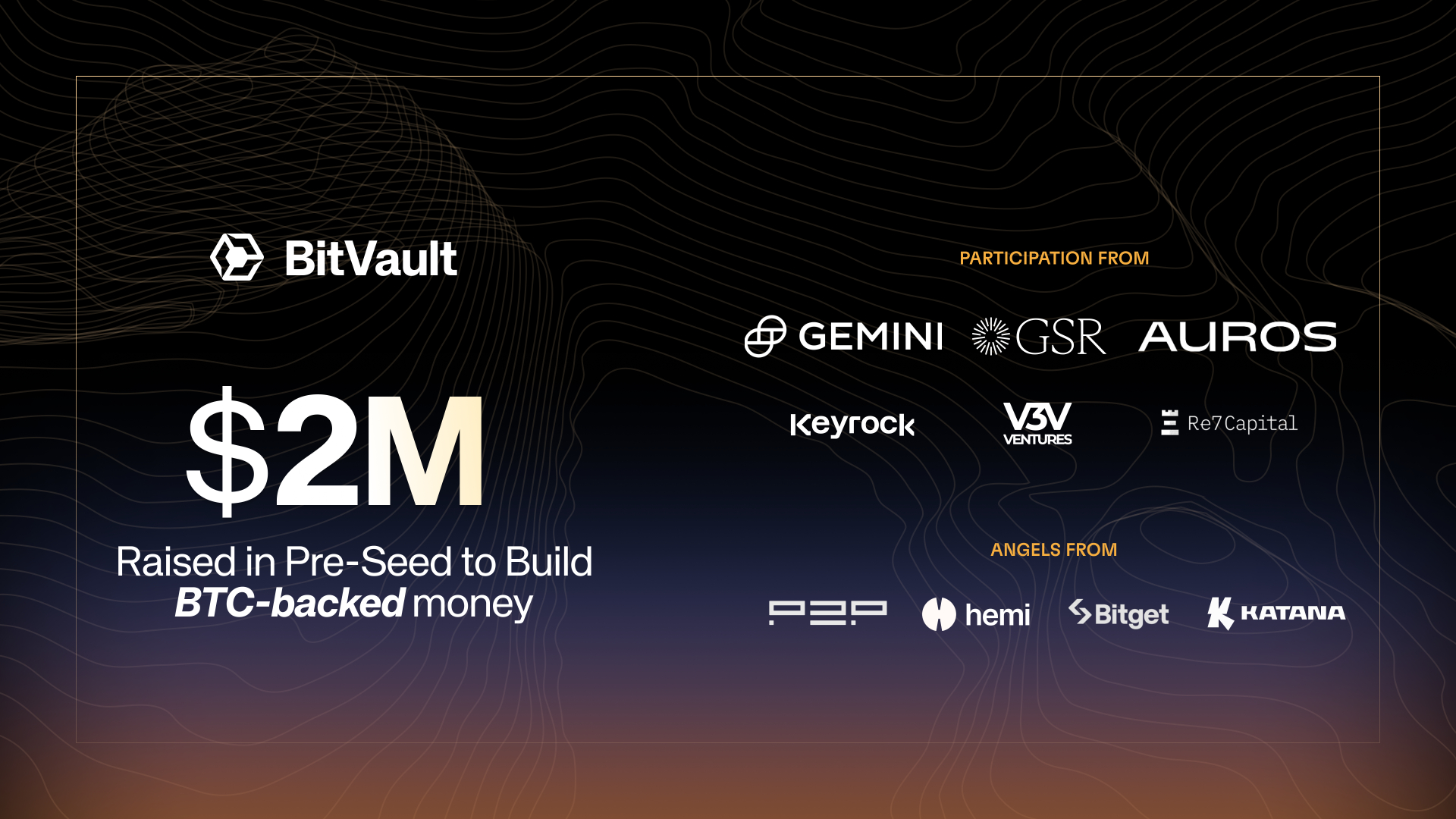 Bitvault raises $2m from gsr, gemini, and auros to launch btc-backed money