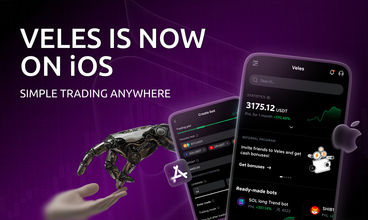 Veles finance launches ios app for crypto trading bots