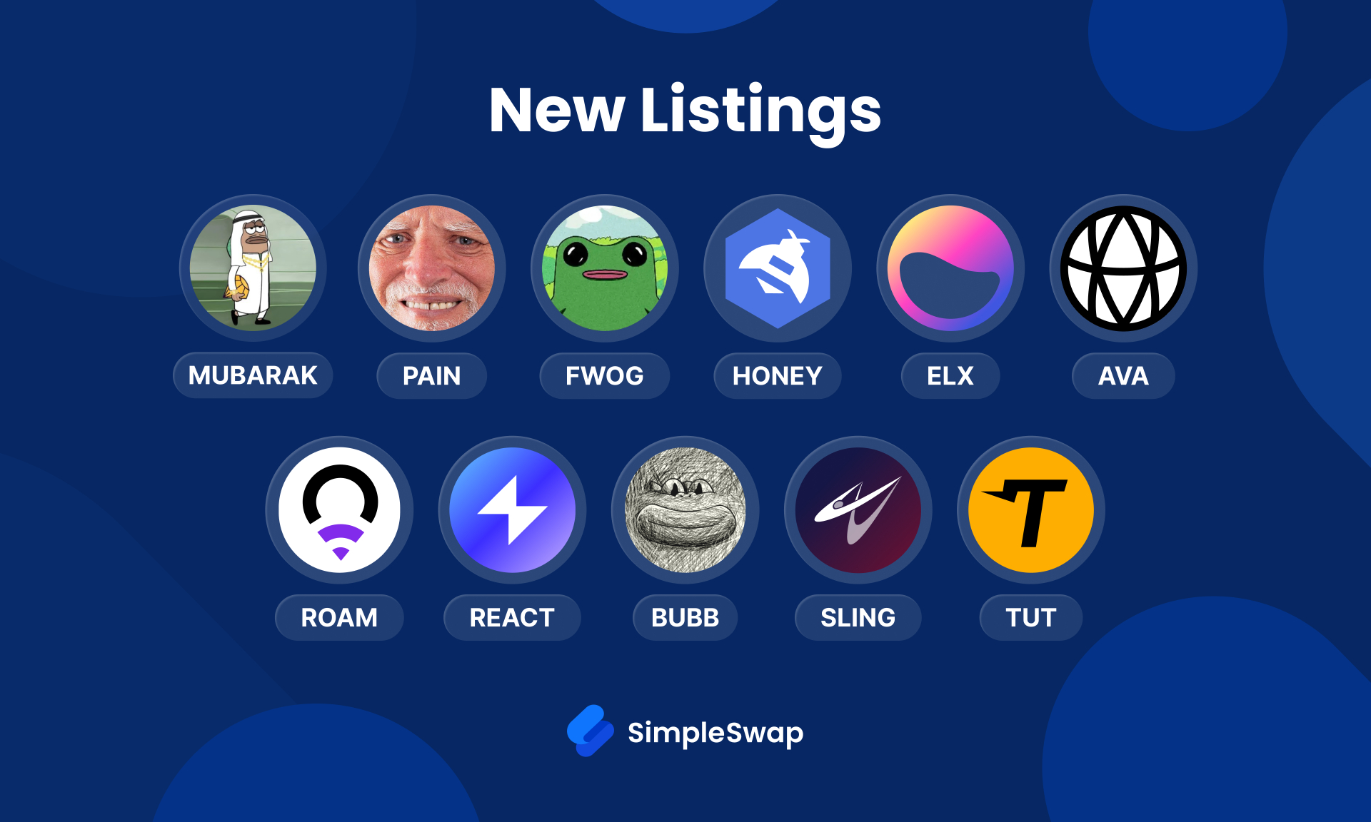 March coin listings: simpleswap expands with new tokens