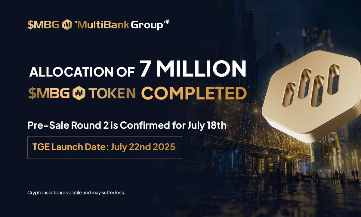 Multibank group announces 7 million $mbg tokens sold out in under one hour during initial pre-sale