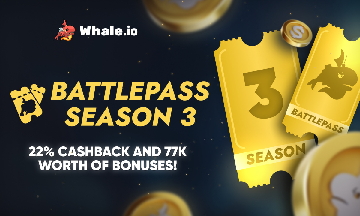Whale. Io launches battlepass season 3, featuring $77,000 in crypto casino rewards