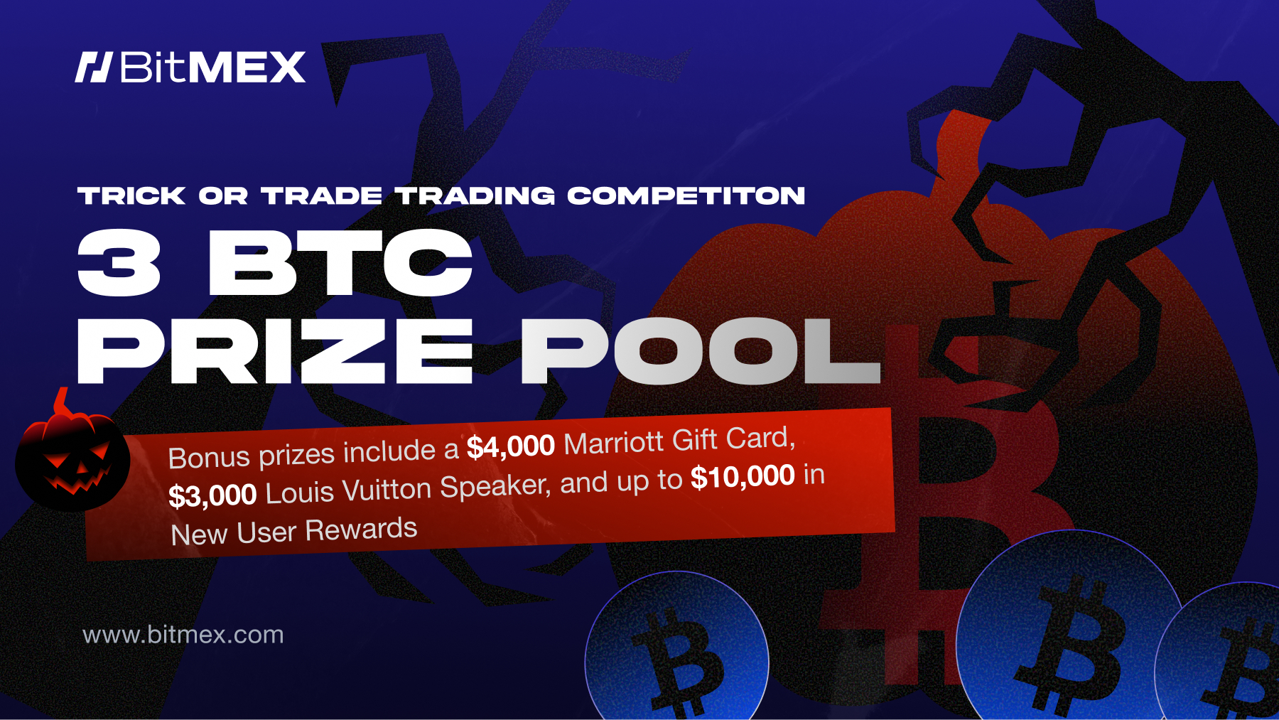 Bitmex launches trick or trade trading competition featuring a 3 btc prize pool and more