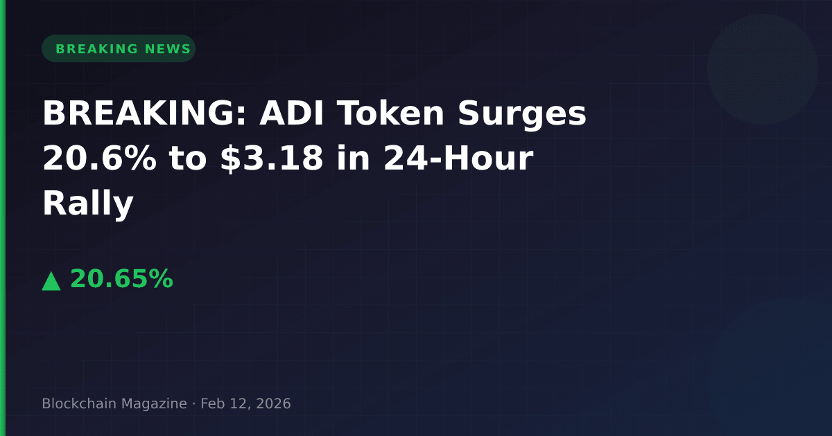 Breaking: adi token surges 20. 6% to $3. 18 in 24-hour rally