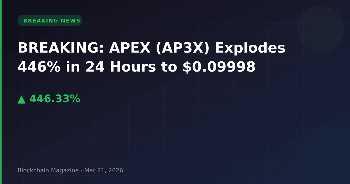 Breaking: apex (ap3x) explodes 446% in 24 hours to $0. 09998