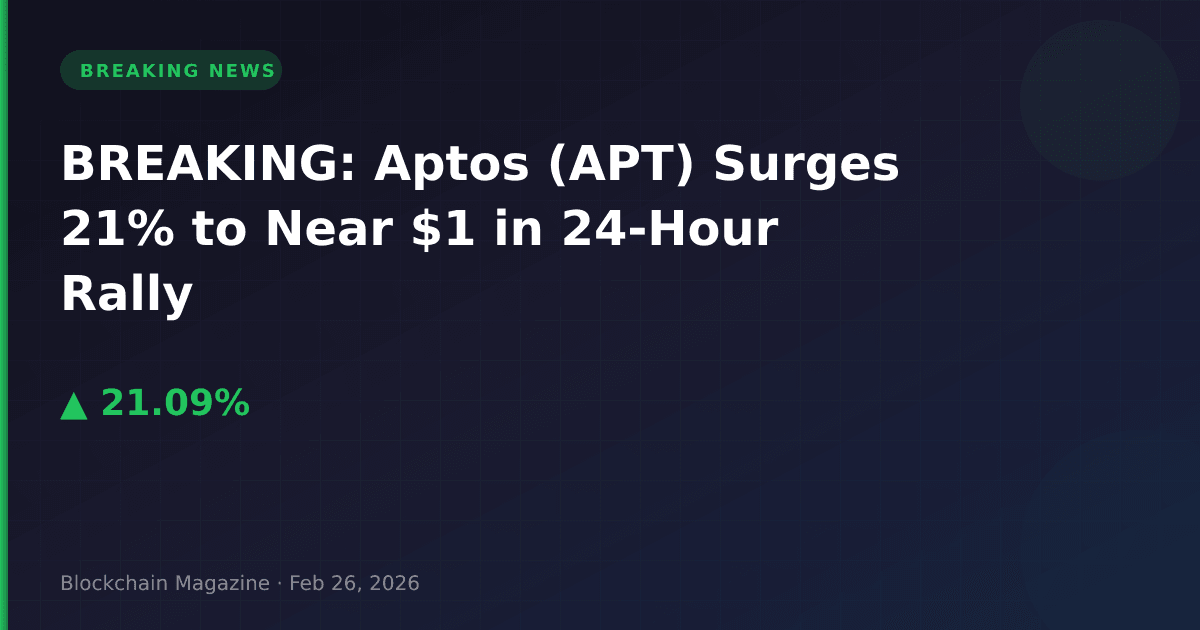 Breaking: aptos (apt) surges 21% to near $1 in 24-hour rally