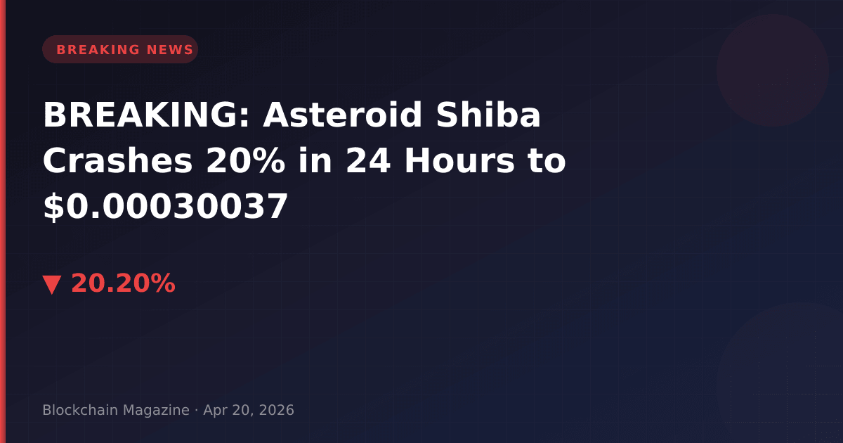 Breaking: asteroid shiba crashes 20% in 24 hours to $0. 00030037