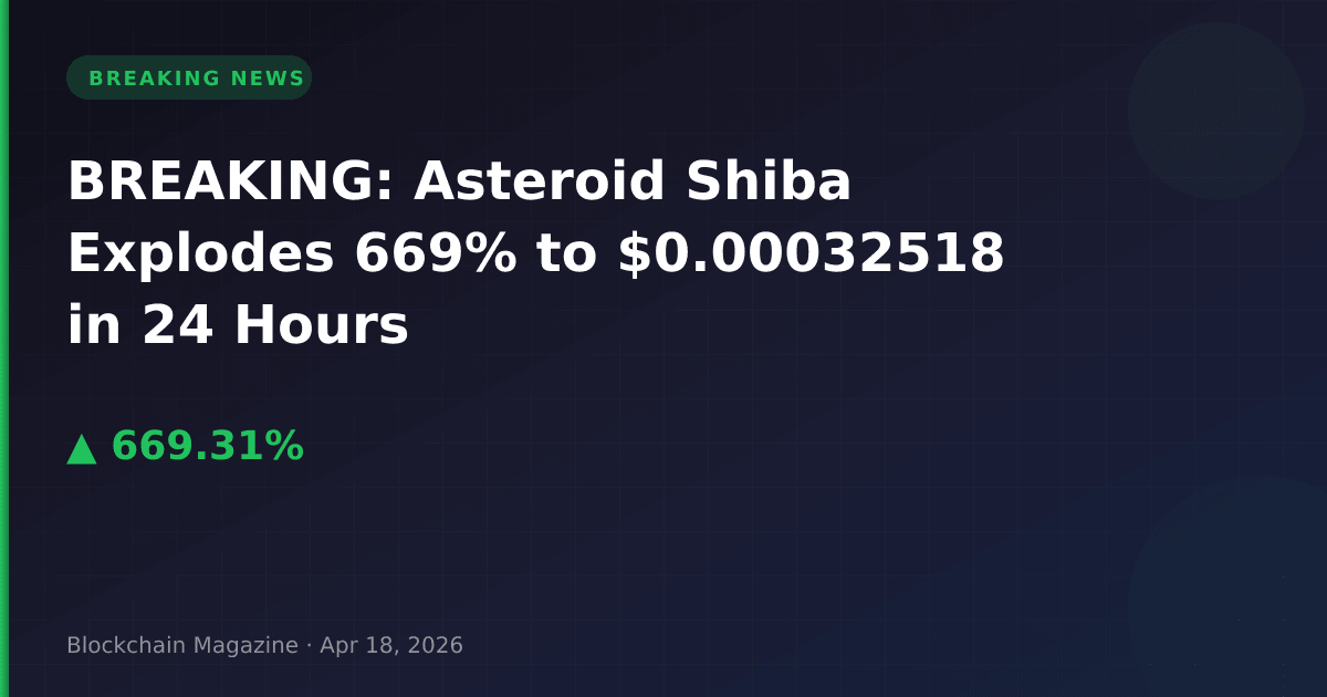Breaking: asteroid shiba explodes 669% to $0. 00032518 in 24 hours