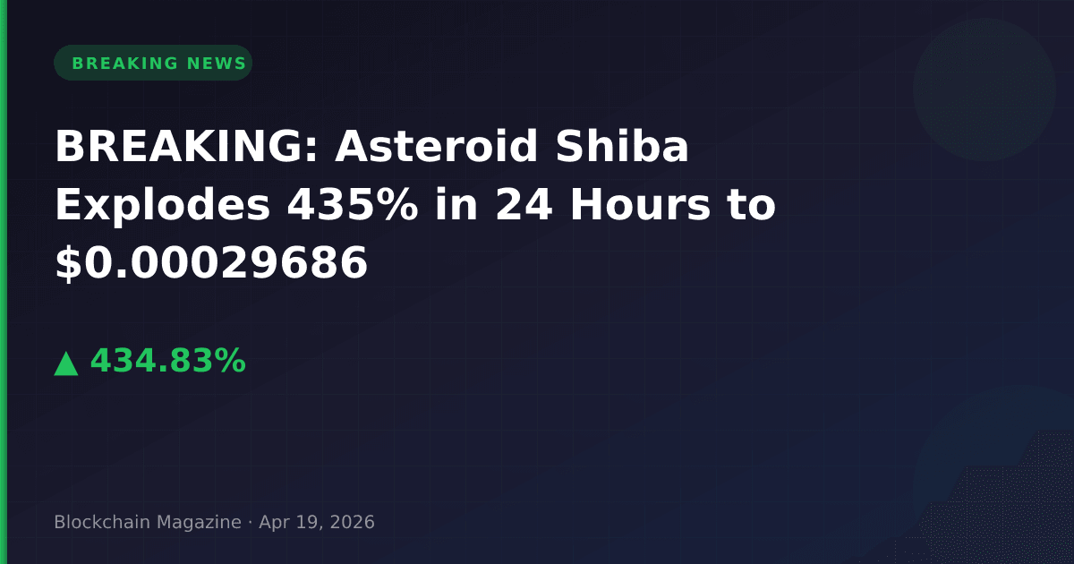 Breaking: asteroid shiba explodes 435% in 24 hours to $0. 00029686