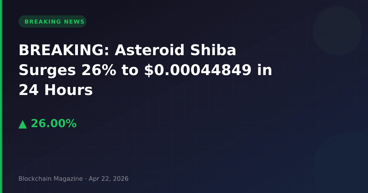 Breaking: asteroid shiba surges 26% to $0. 00044849 in 24 hours