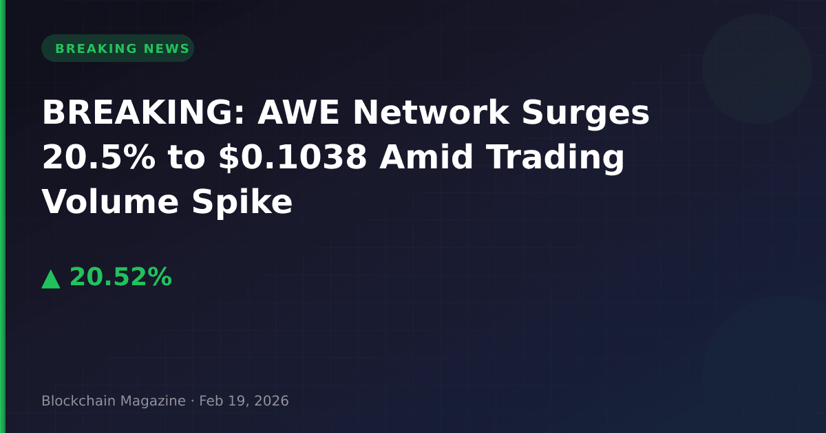 Breaking: awe network surges 20. 5% to $0. 1038 amid trading volume spike