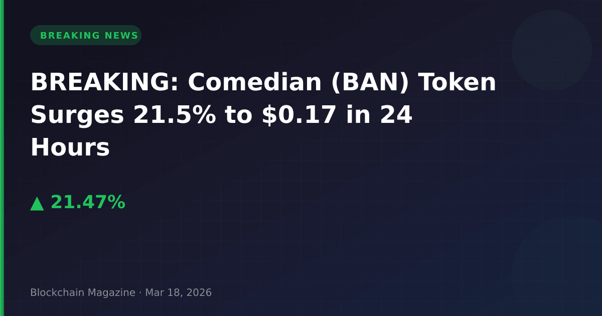 Breaking: comedian (ban) token surges 21. 5% to $0. 17 in 24 hours