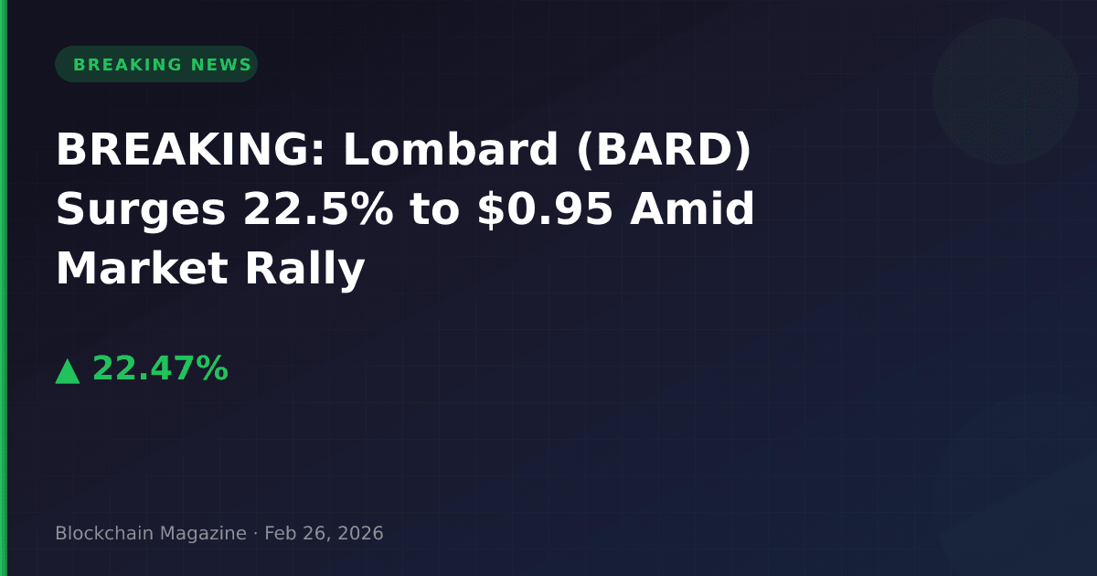Breaking: lombard (bard) surges 22. 5% to $0. 95 amid market rally