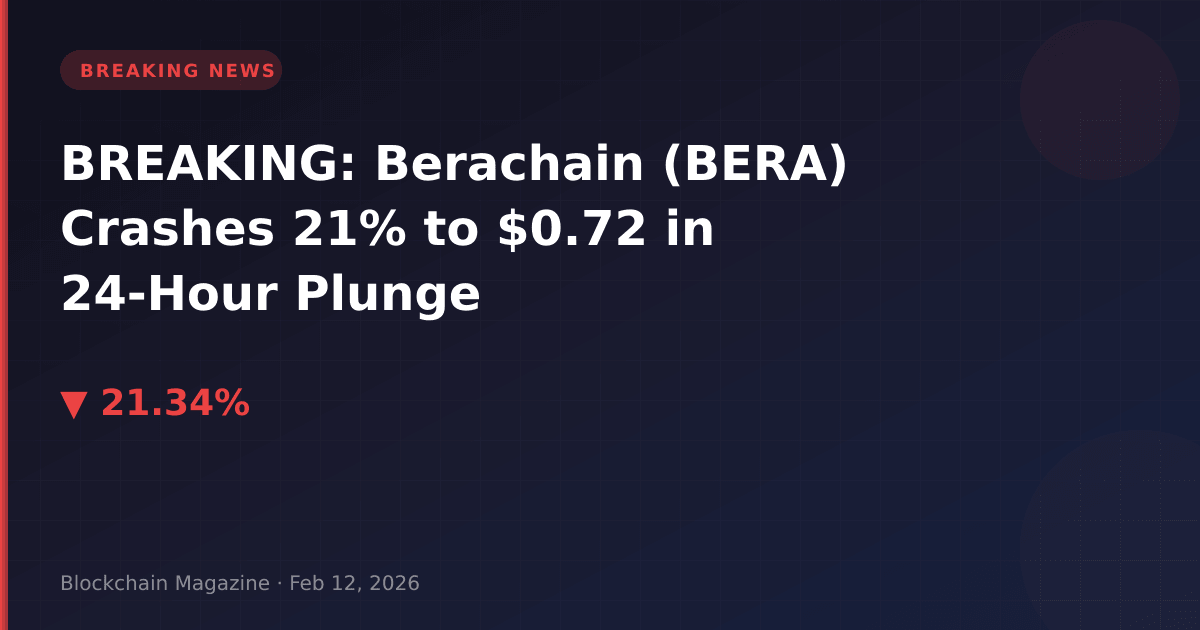 Breaking: berachain (bera) crashes 21% to $0. 72 in 24-hour plunge