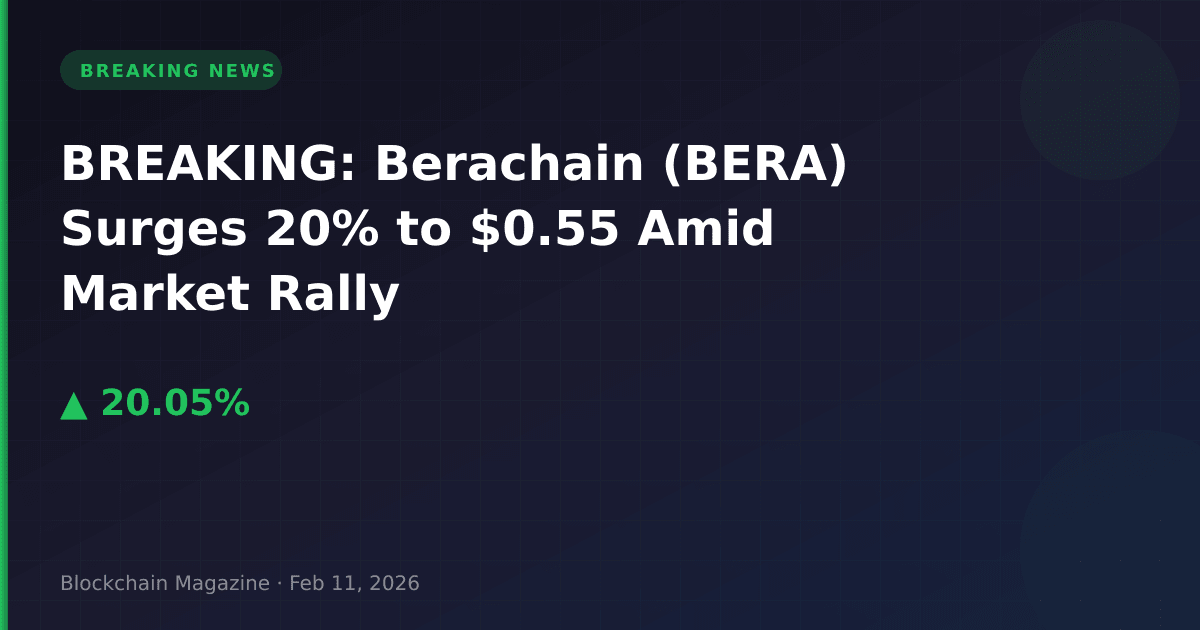 Breaking: berachain (bera) surges 20% to $0. 55 amid market rally