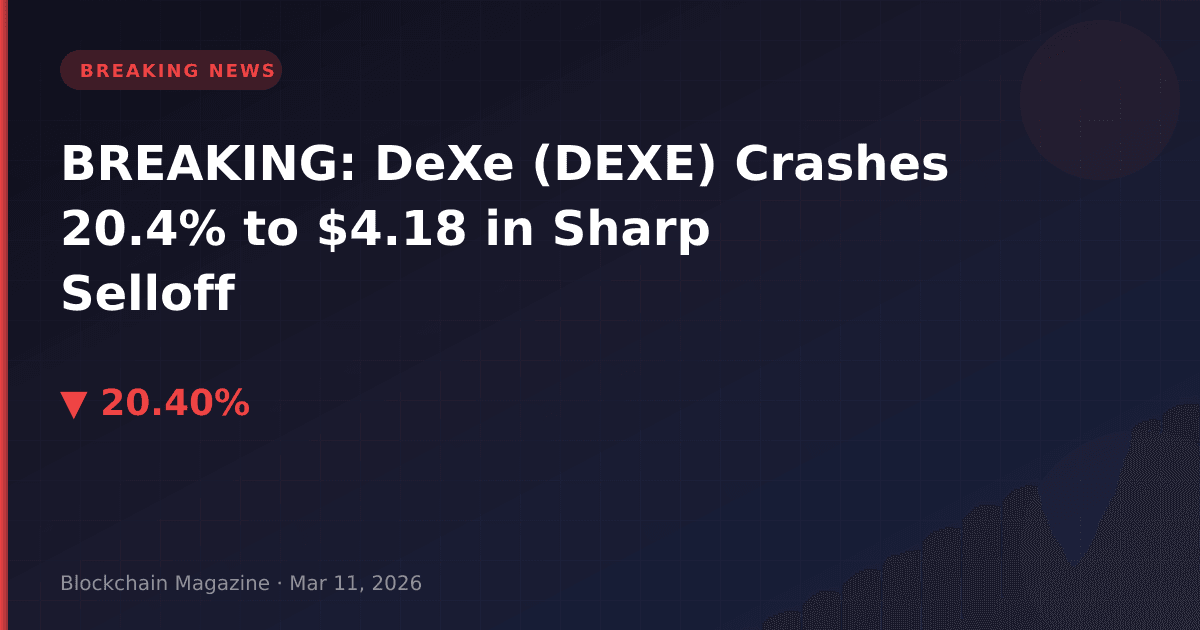 Breaking: dexe (dexe) crashes 20. 4% to $4. 18 in sharp selloff