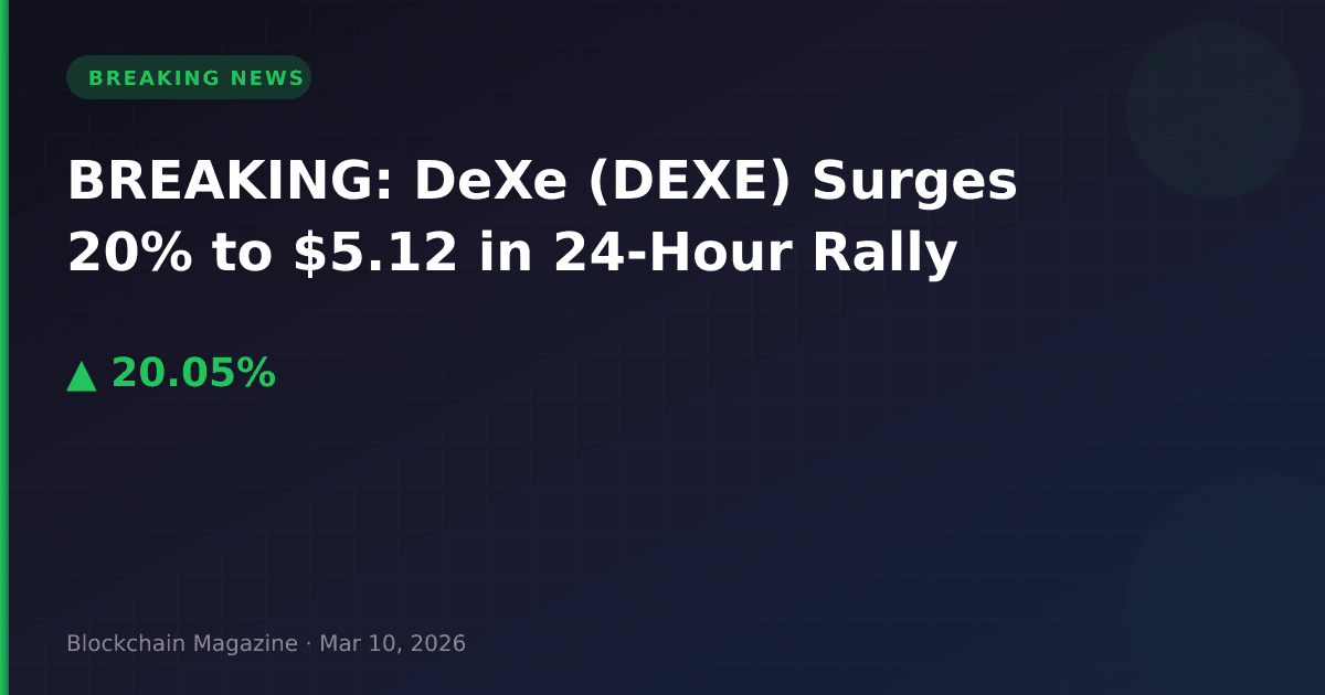 Breaking: dexe (dexe) surges 20% to $5. 12 in 24-hour rally