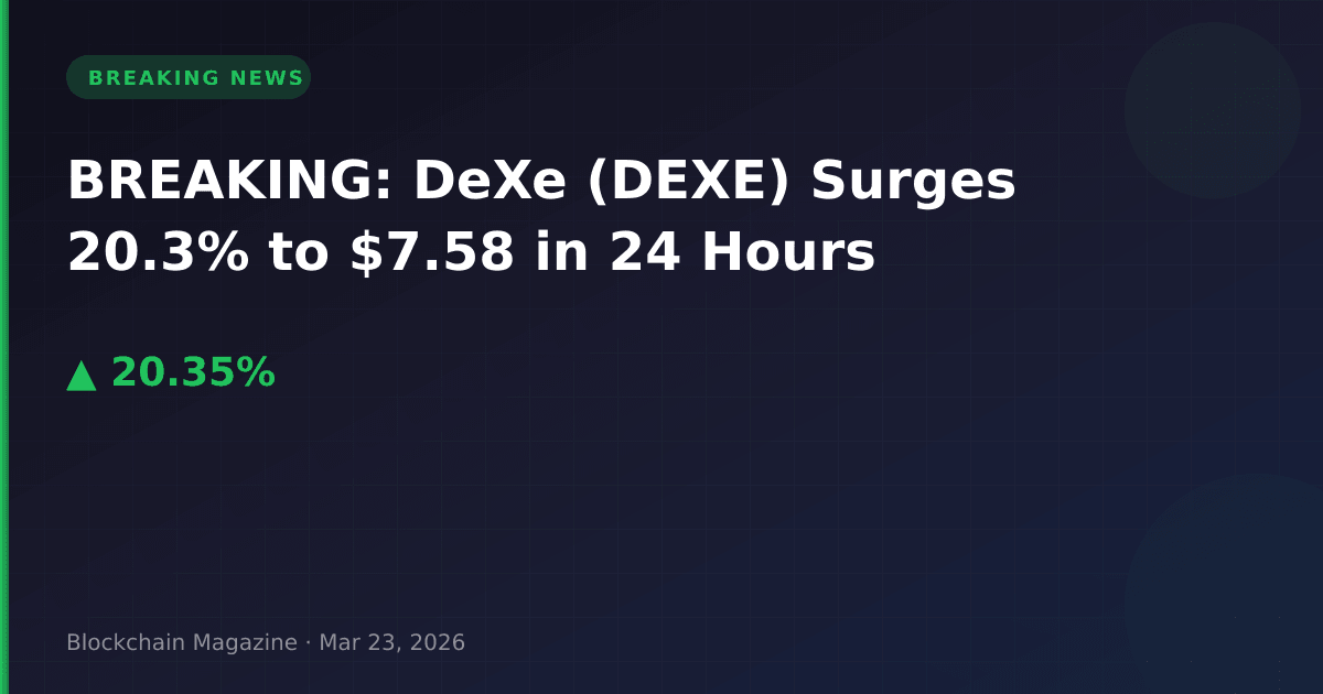 Breaking: dexe (dexe) surges 20. 3% to $7. 58 in 24 hours