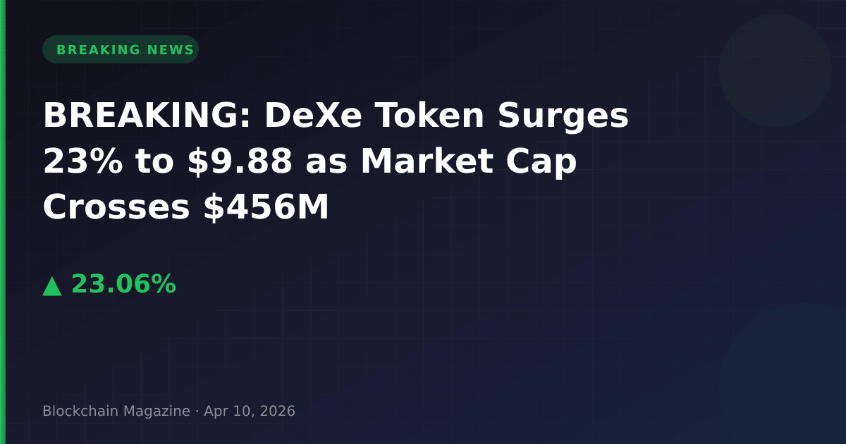 Breaking: dexe token surges 23% to $9. 88 as market cap crosses $456m