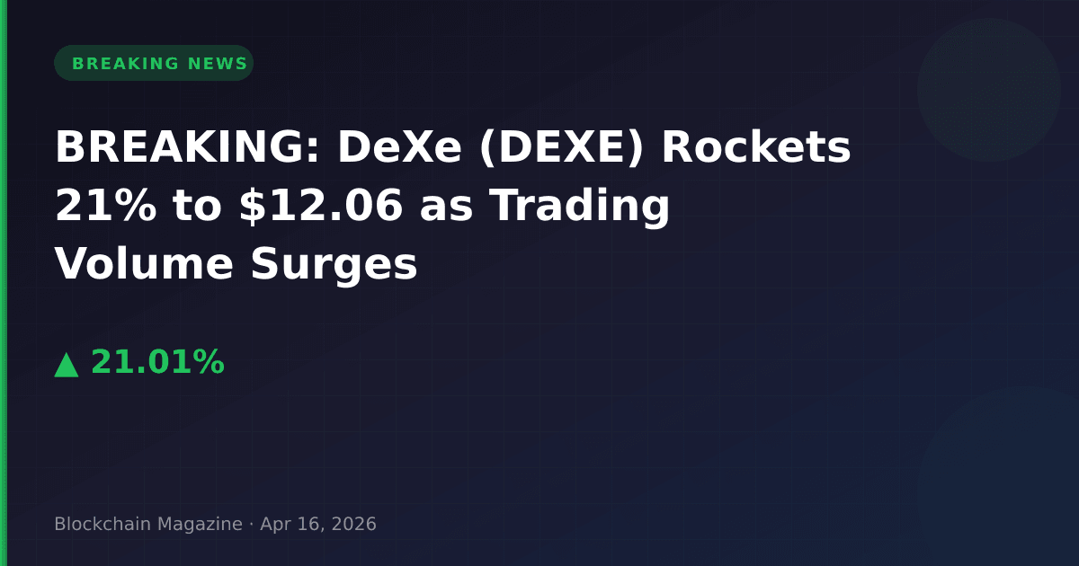 Breaking: dexe (dexe) rockets 21% to $12. 06 as trading volume surges