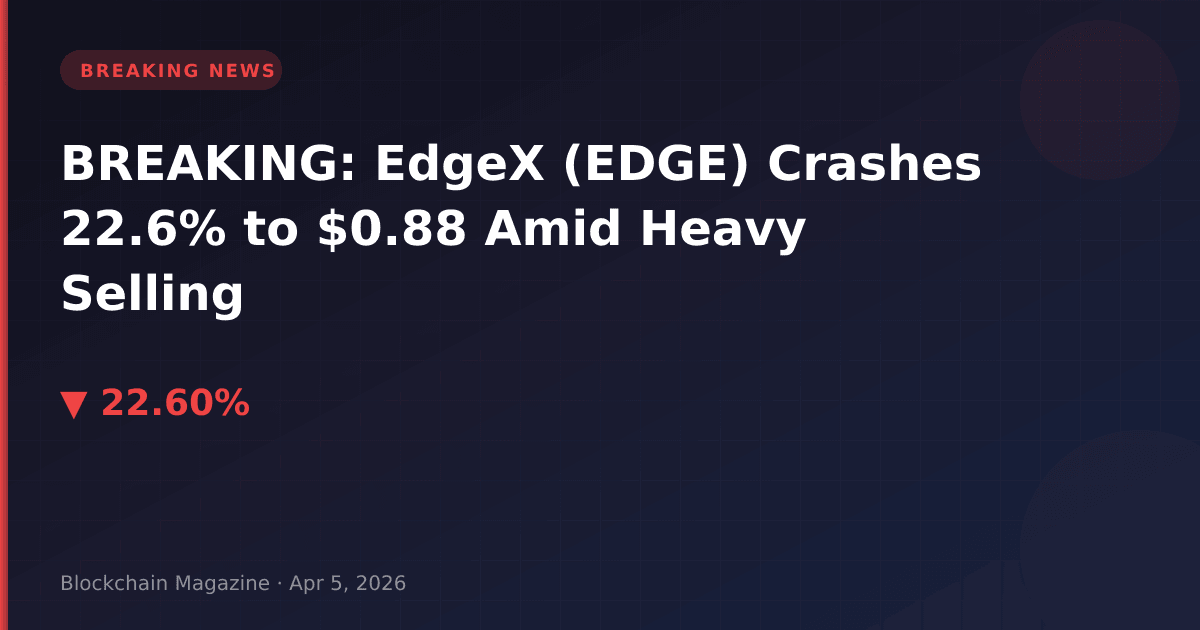Breaking: edgex (edge) crashes 22. 6% to $0. 88 amid heavy selling
