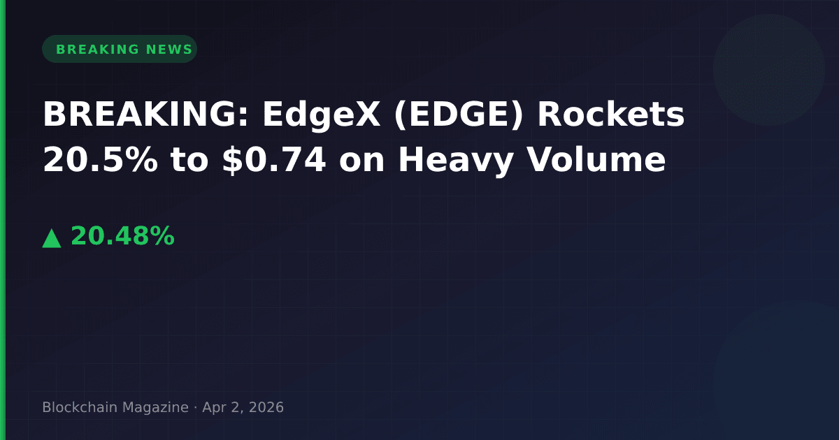 Breaking: edgex (edge) rockets 20. 5% to $0. 74 on heavy volume