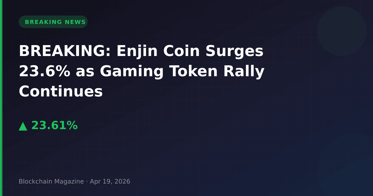 Breaking: enjin coin surges 23. 6% as gaming token rally continues
