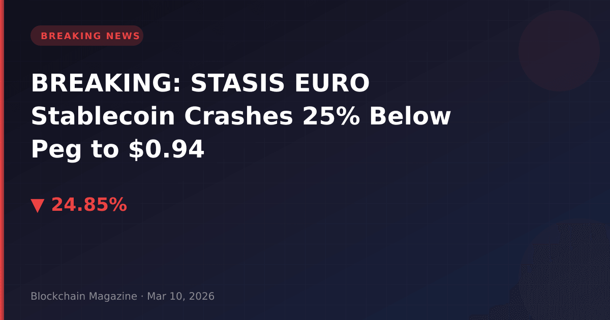 Breaking: stasis euro stablecoin crashes 25% below peg to $0. 94