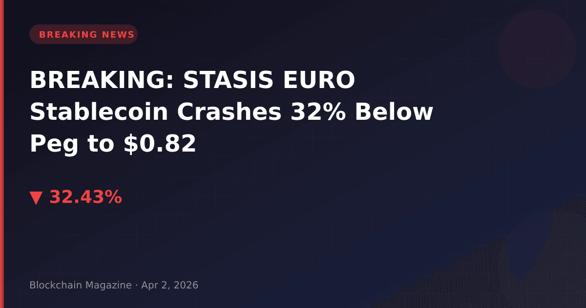 Breaking: stasis euro stablecoin crashes 32% below peg to $0. 82