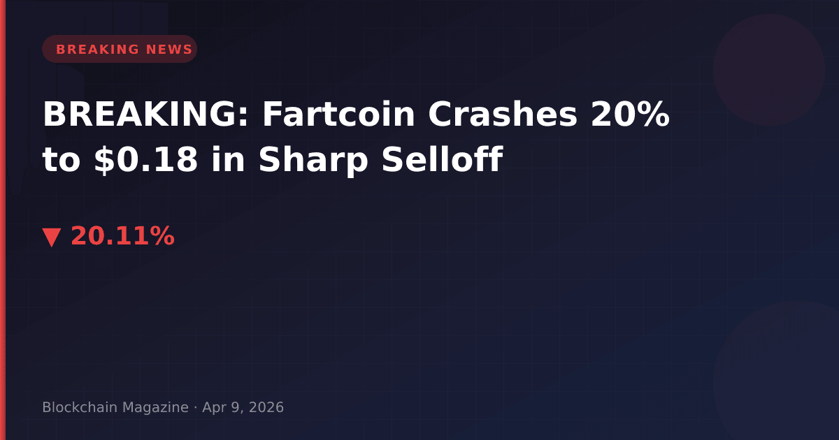 Breaking: fartcoin crashes 20% to $0. 18 in sharp selloff