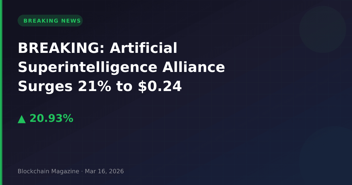 Breaking: artificial superintelligence alliance surges 21% to $0. 24