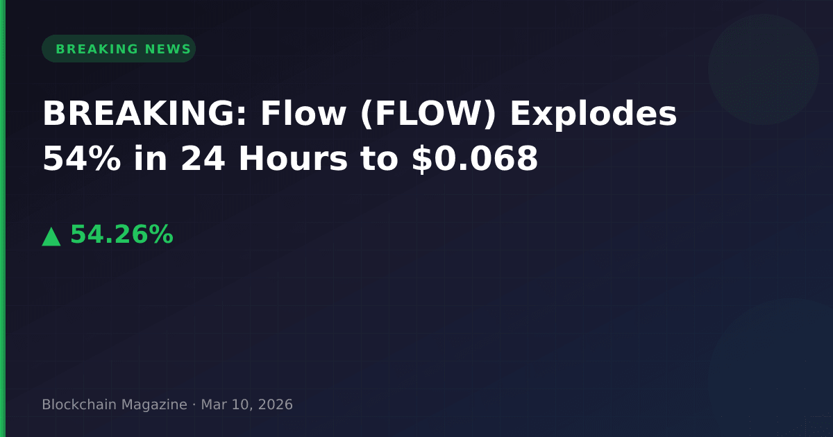 Breaking: flow (flow) explodes 54% in 24 hours to $0. 068