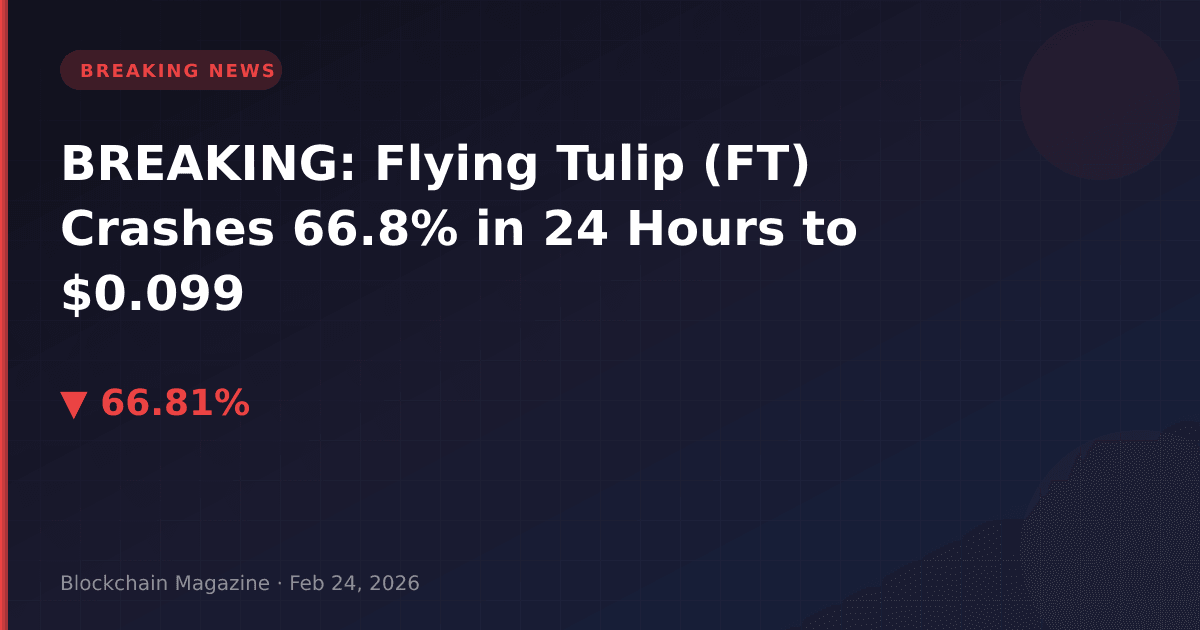Breaking: flying tulip (ft) crashes 66. 8% in 24 hours to $0. 099
