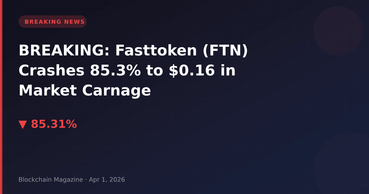 Breaking: fasttoken (ftn) crashes 85. 3% to $0. 16 in market carnage