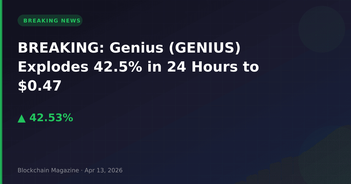 Breaking: genius (genius) explodes 42. 5% in 24 hours to $0. 47