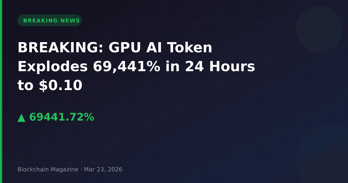 Breaking: gpu ai token explodes 69,441% in 24 hours to $0. 10