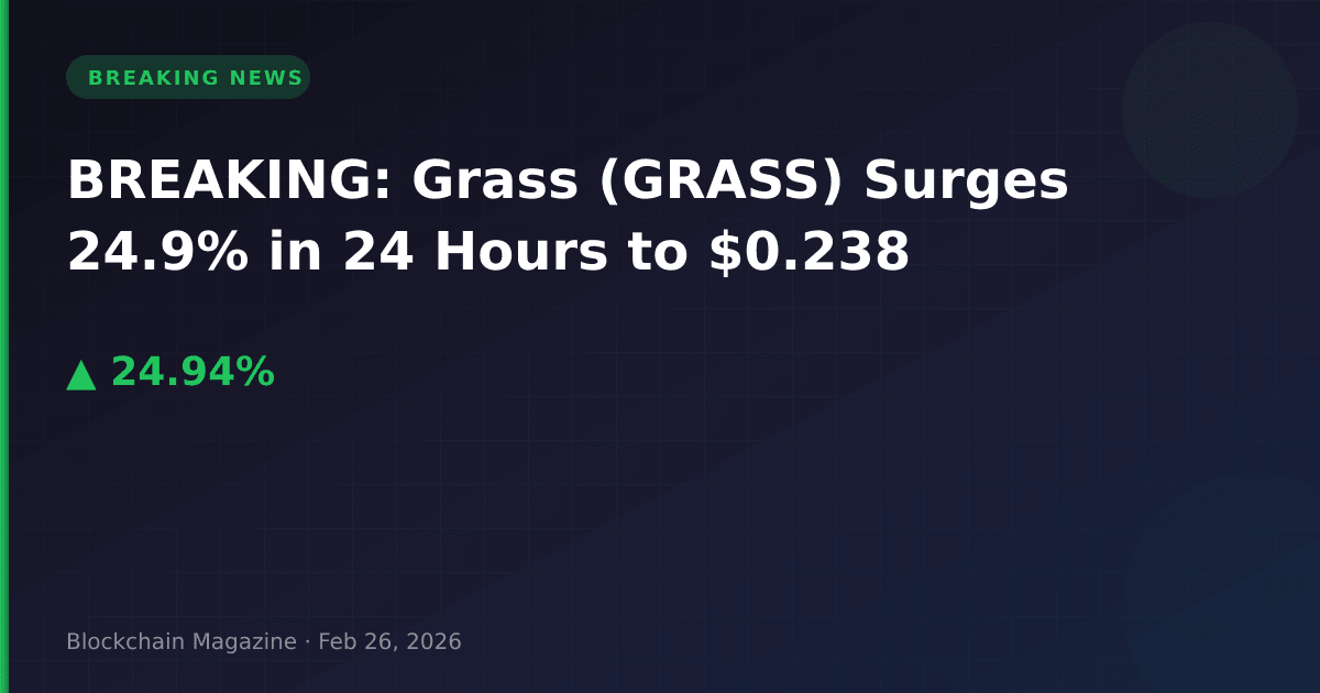 Breaking: grass (grass) surges 24. 9% in 24 hours to $0. 238