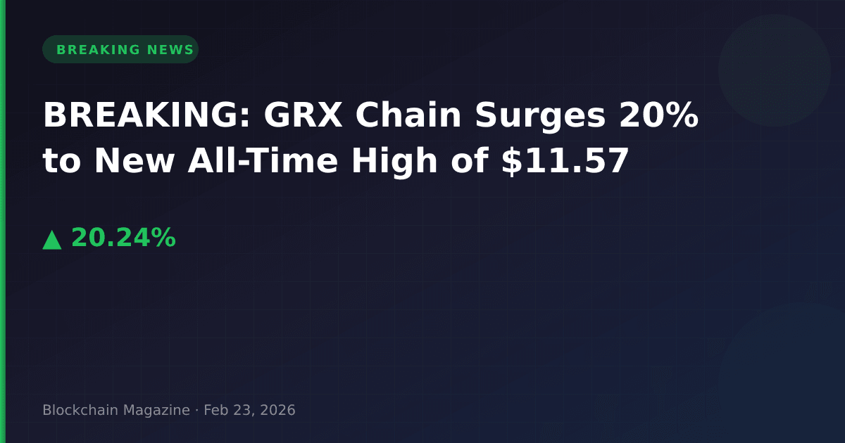 Breaking: grx chain surges 20% to new all-time high of $11. 57