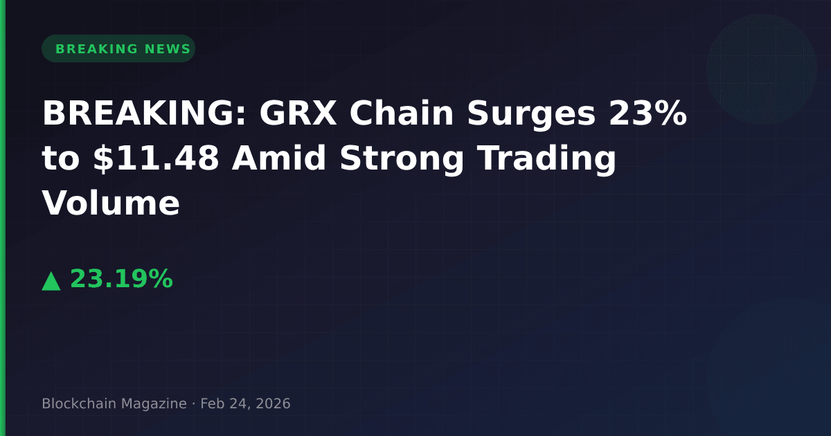 Breaking: grx chain surges 23% to $11. 48 amid strong trading volume