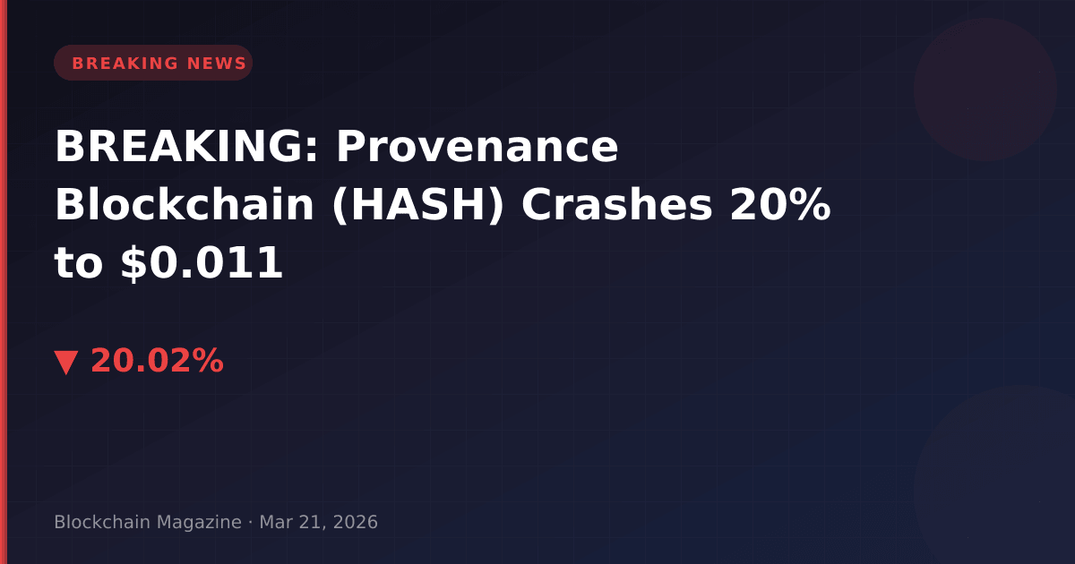 Breaking: provenance blockchain (hash) crashes 20% to $0. 011