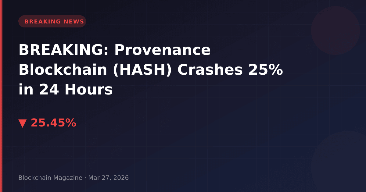 Breaking: provenance blockchain (hash) crashes 25% in 24 hours