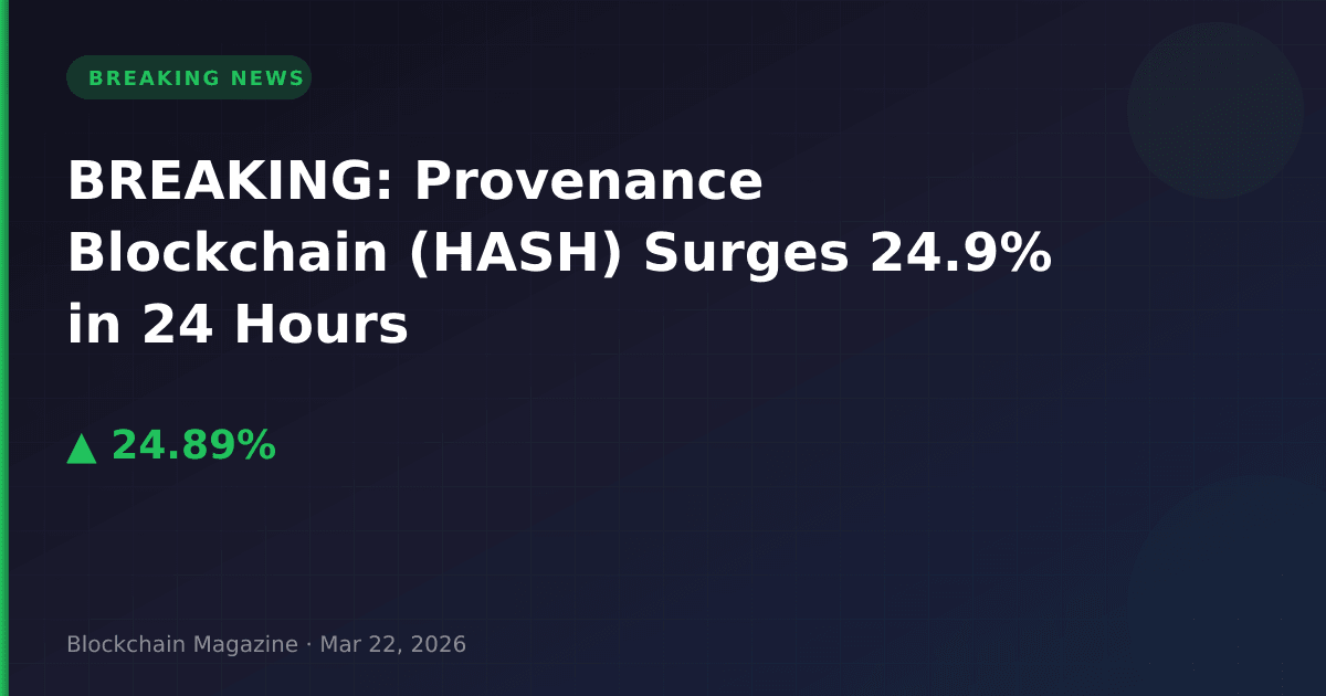 Breaking: provenance blockchain (hash) surges 24. 9% in 24 hours