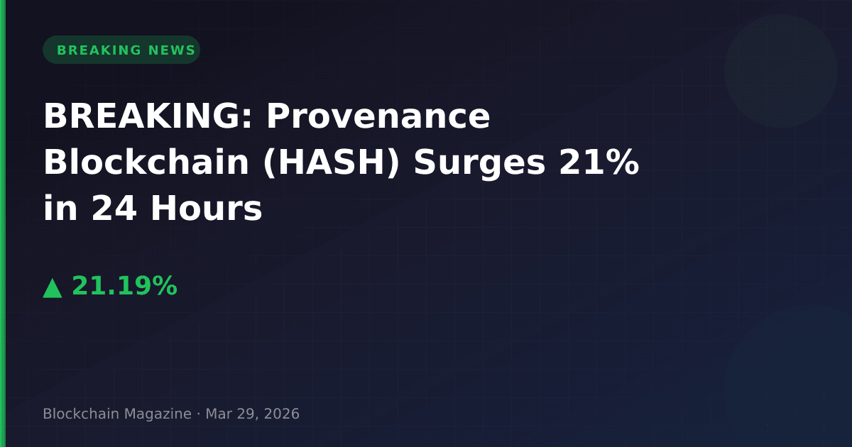 Breaking: provenance blockchain (hash) surges 21% in 24 hours