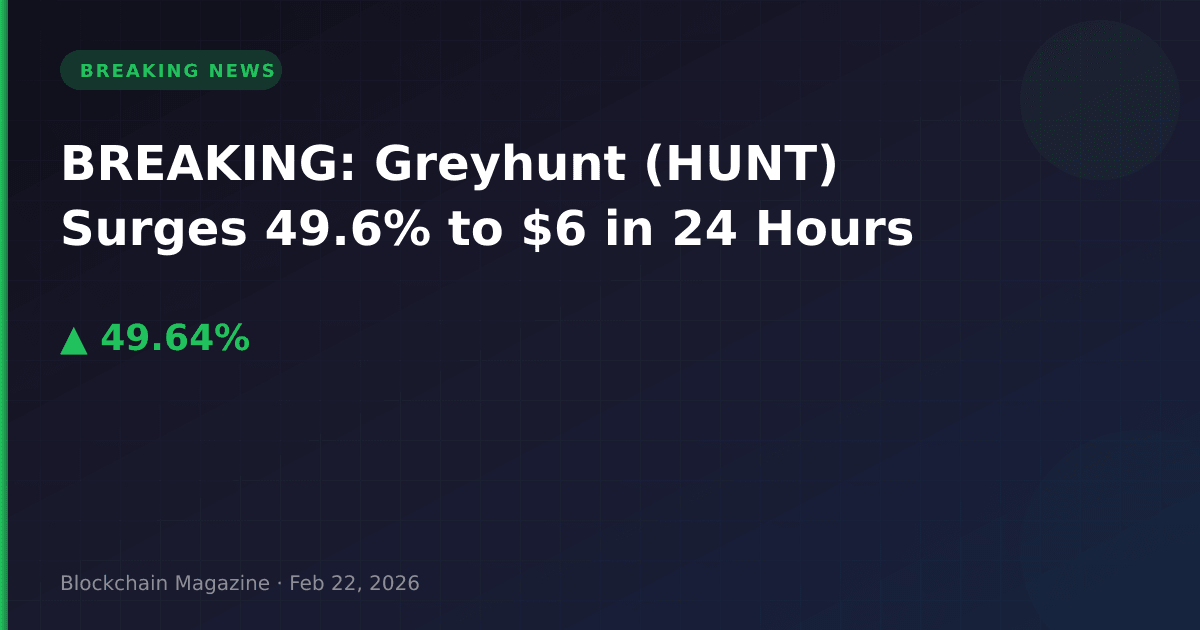 Breaking: greyhunt (hunt) surges 49. 6% to $6 in 24 hours