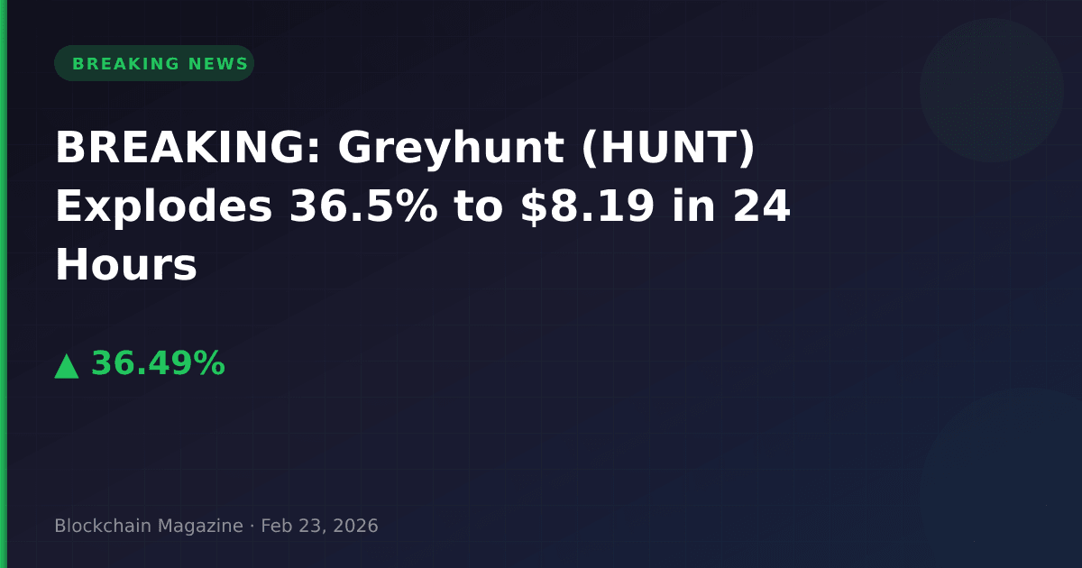 Breaking: greyhunt (hunt) explodes 36. 5% to $8. 19 in 24 hours