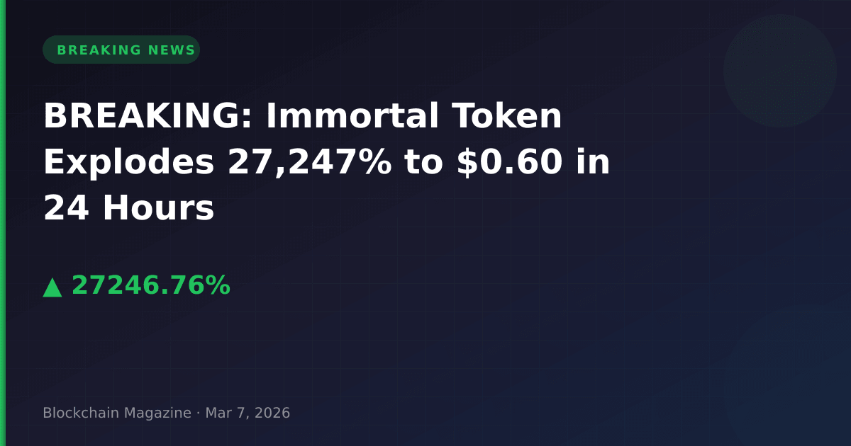 Breaking: immortal token explodes 27,247% to $0. 60 in 24 hours