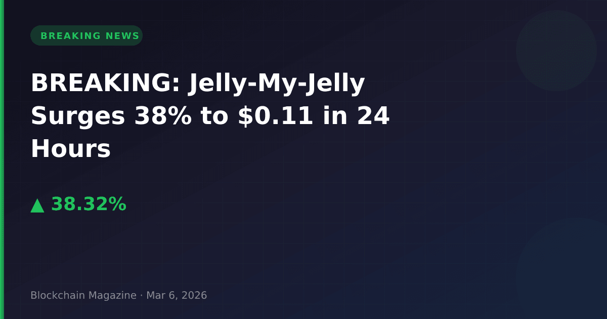 Breaking: jelly-my-jelly surges 38% to $0. 11 in 24 hours