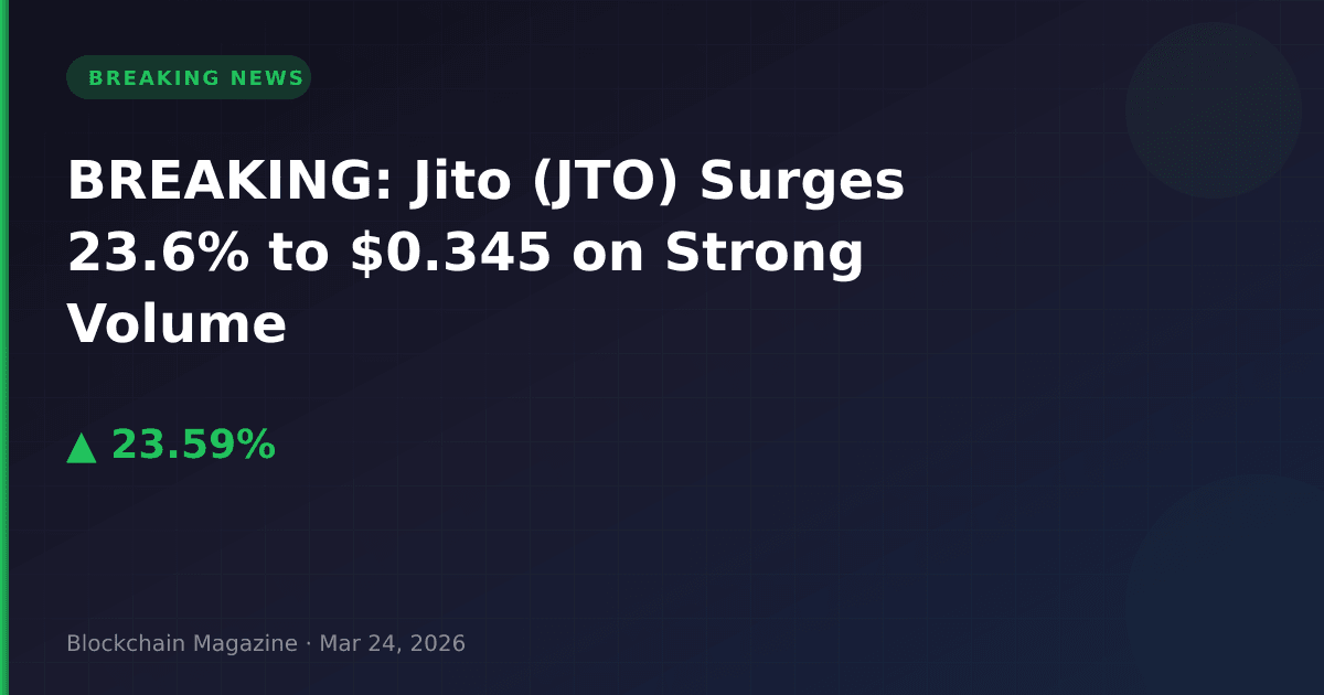 Breaking: jito (jto) surges 23. 6% to $0. 345 on strong volume